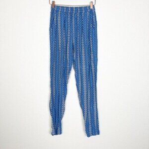 Ava Sky Hawaii Womens Medium Blue Geometric Rayon Tapered Pant Fighting Eel